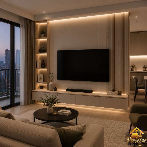 Backdrop TV Apartemen Minimalis