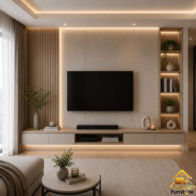 Backdrop TV Apartemen Minimalis